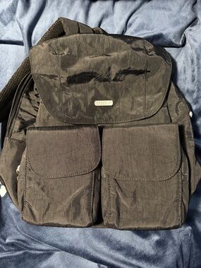 Baggallini Black Nylon Backpack with Front Flap Pockets